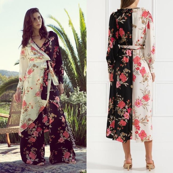 Misa Los Angeles Tabitha Satin Printed Wrap Dress - Picture 6 of 7